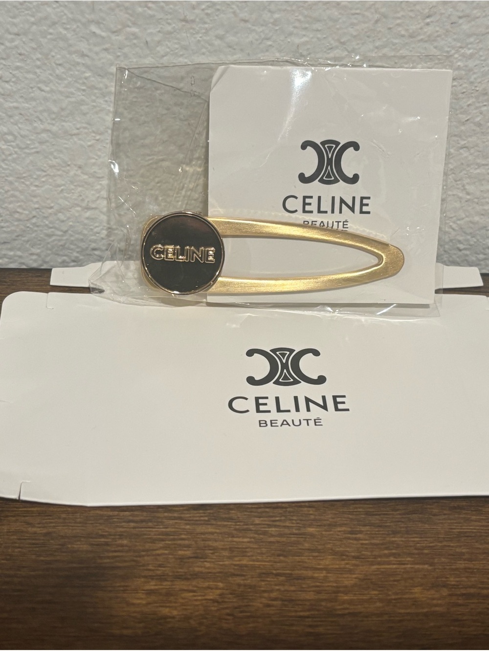 Celine Beaute Gold-Tone Hair Clip with Logo Medallion